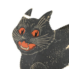 Antique Vintage Halloween Black Cat Jointed Diecut Decoration picture