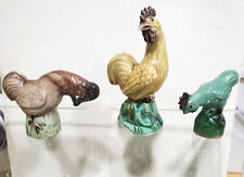3 Antique Vintage Chinese China Rooster chicken Glazed Figurines picture