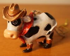 Country Western Cowboy Hat Holstein Cow Farm House Christmas Tree Ornament Decor picture