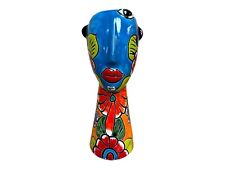 Talavera Lady Planter Face Pot Mexican Pottery Folk Art Multicolor 9