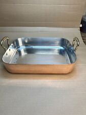 VINTAGE EARLY WILLIAMS SONOMA FRENCH COPPER 16” ROASTING PAN NEW TINNING POLISH picture