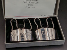 BA British Airways Concorde Whisky & Gin Sterling Silver Decanter Labels Boxed picture