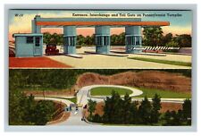 Entrance Interchange and Toll Gate on PA Turnpike c1950 Vintage Postcard picture