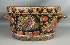 Asian Chinese Floral Hand-Painted Fishbowl Porcelain Foot Bath/Planter picture