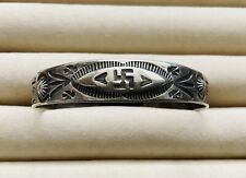 Vintage Navajo Whirling Log Hand Stamped Silver Bracelet Cuff 6-1/2