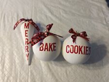 Set Of 3 Handmade Ornaments, Merry, Bake, And  Cookies Large 4-7