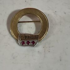 Vintage Zayre Department Store Brooch Employee Pin 1-20-12k GF. 3 Natural Rubies picture