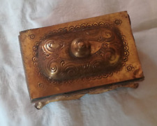Moroccan vintage brass box with decorated handmade shape picture