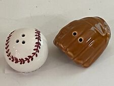 NEW MINIATURE BASEBALL AND GLOVE SALT AND PEPPER SHAKER SET  picture