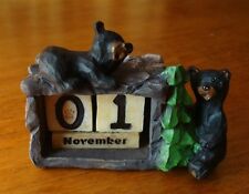 Black Bear Perpetual Desk Calendar Figurine Lodge Cabin Office Home Decor NEW picture