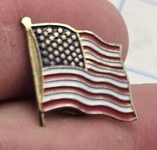 VTG Lapel Pinback Hat Pin Gold Tone American Flag Pin  picture
