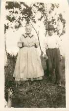 1920s Old Couple Cranky Wrinkles Masculine Dress Cane Suspenders B&W Photo picture
