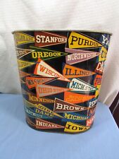 Vintage Harvell Tin Lithograph Sports Dorm College University Pennant Trash Can picture
