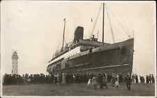 New Brighton Wallasey Steamship Boat Ship Wreck, Aground Lighthouse c1920 RPPC picture