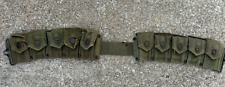 US Army Late WWII OD Green #7, 10 Pocket Dismounted Cartridge Belt with Charger picture
