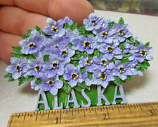 Alaska polystone 3D style magnet, Cute Alaska Forget Me Not flowers, 3 x 2 inch picture