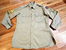 Vintage Post WW2 Korean War 1952 USAAF  Khaki Cotton Officer Shirt w/ patches picture