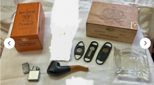 Vintage Cigar/Tobacco Lot- 2 Boxes, 4 Cigar Cutters, Ashtray, Pipe,Zippo Lighter picture