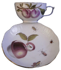 Antique 18thC Meissen Porcelain Fruit & Bugs Scene Cup & Saucer Porzellan Tasse picture