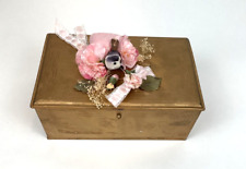 Vintage Artstyle Chocolate Co Candy Container Gift Tin Box Gold Pressed Metal  picture