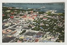 Vintage Postcard Air View Of St Petersburg, FL Million Dollar Pier Linen picture