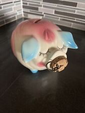 Vintage 1957 Hull Pottery Corky Pig Bank-Pink picture