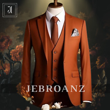 New Elegant Bespoke Rust Suit For men , Men Suit 3 piece, Groom Wedding Suit picture