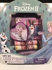 Disney Frozen II Gift Set 24 Pc  Puzzle 8 Crayons 2 Chalk & Keepsake Box New picture