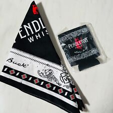 Pendleton Whisky  Beer Coozie + Bandana Handkerchief Rodeo Let’er Buck Whiskey picture