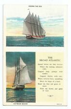 Atlantic Ocean Poem Postcard Sailboats c1920 picture