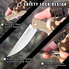 Tunafire Folding Pocket Knife for Men,Utility Knife with 3 inch D2 Steel Blade picture