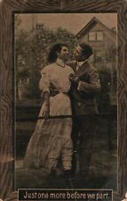 Vintage Postcard 1911 Lovers Couple Holding Hands Farewell White Dress Romance picture