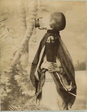 Egypt young woman with jug on head antique albumen art photo picture