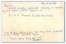 1971 Letter About Receiving Reprint University of Madison WI Postal Card picture