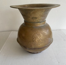 Brass Spittoon Vintage Redskin Brand Chewing Tobacco Cut Plug Old Patina 2 Sided picture