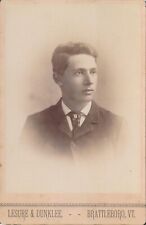 Cabinet Card Antique Photo Handsome Young Man Brattleboro VT Lesure Dunklee picture