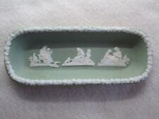 Rare Antique Wedgwood Light Sage Green Dipped Jasperware And White Pin Tray picture