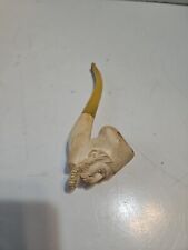  Vintage Turkish Meerschaum Carved Bearded Man Smoking Pipe  picture