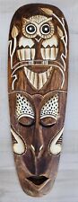 Owl Tribal African Mask Jungle Carved Wood Wall Decor 20
