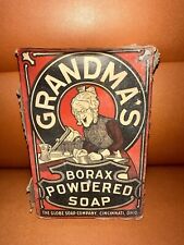 Rare Antique Vintage Sealed Box Of GRANDMA’S Borax Soap Powder Great Graphics picture