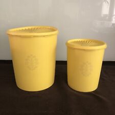 Vintage Tupperware Servalier Daffodil Yellow Nesting Storage Canister • Set of 2 picture