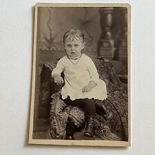 Antique Cabinet Card Photograph Adorable Little Girl Possible ID On Back picture