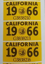 1966 California License Plate Registration Sticker, YOM, CA DMV $12.00 each picture