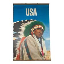Vintage 1970 Native American Shoshone Tribe Man USA Travel Service Poster 25x40 picture