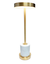 Rechargeable LED Cordless Portable Lamp-White Marble-Aged Brass Finish picture