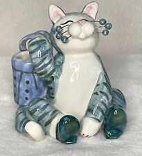 Amy Lacombe Cat Golfer Figurine Blue Basket  Whimsical Annaco Creations 2002 picture