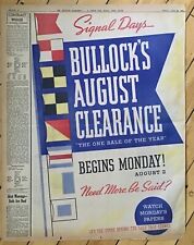 Large 1937 newspaper ad for Bullock's August Clearance - Colorful Signal Flags picture