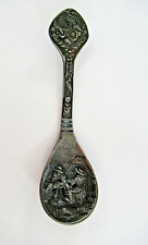 Vintage Pewter Spoon 1981 Limited Edition Familie Overzee ~ Embossed Dutch Scene picture
