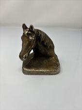 MCM Traditional Cast Solid Bronze Brass Horse Bust Bookend 5.5