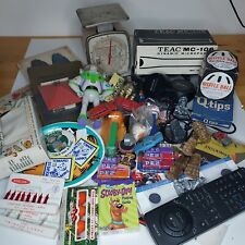 VINTAGE JUNK DRAWER LOT•ELECTRONICS•CARDS•SONY•BASEBALL•BOY SCOUT•TOYS•PINS picture